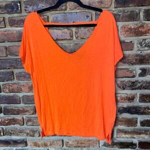 Old Navy Orange Short Sleeve Double V Top Women's Size Medium